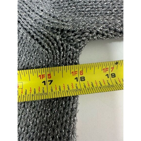J.Crew Metallic Silver Knit Sweater Cardigan Shiny Glam Pockets V Neck Sz M - Picture 8 of 11
